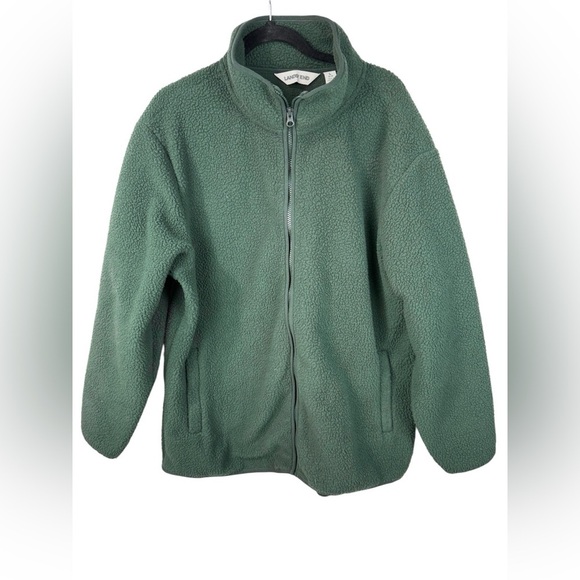 Lands' End Jackets & Blazers - Lands' End women’s Cozy Sherpa Fleece green zip up jacket. Size large 14-16.